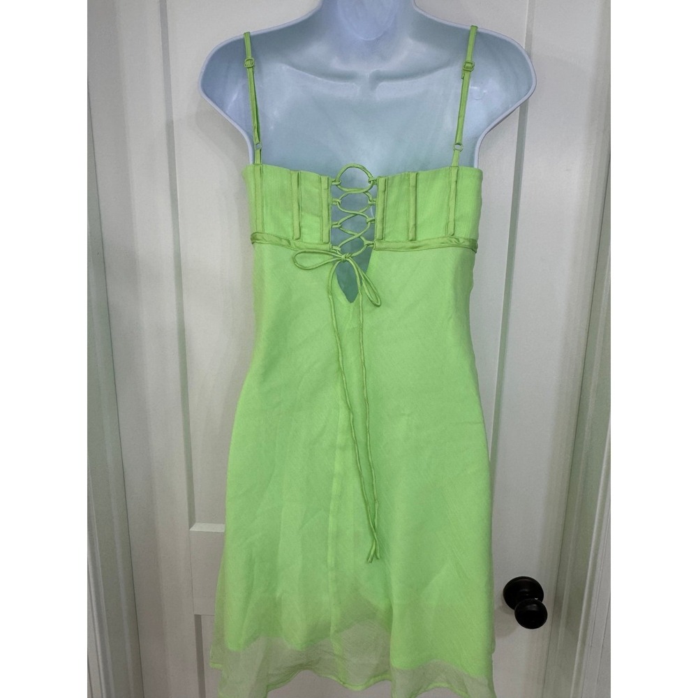 ASOS DESIGN corset bust detail bias mini dress in‎ bright green size 2 - Picture 2 of 4